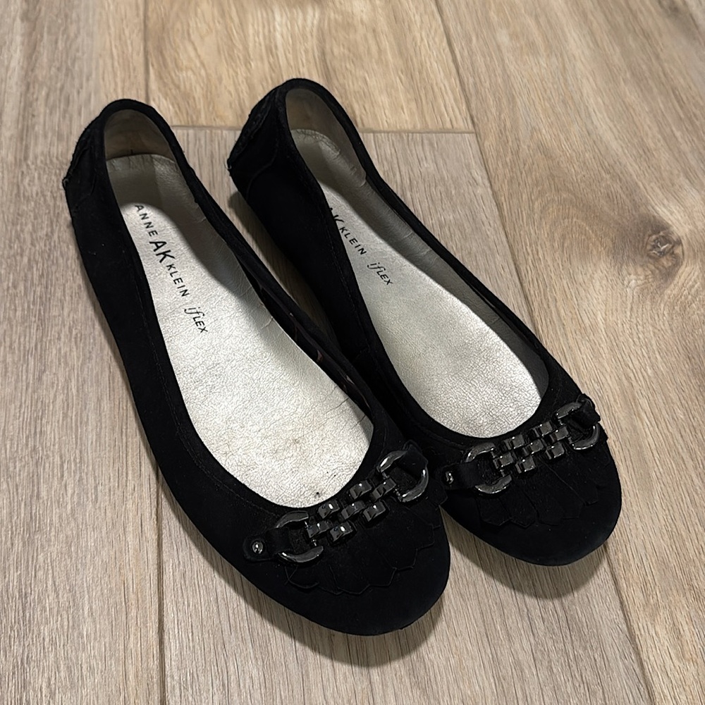 ANNE KLEIN iflex " Briona " Leather Ballet Moccasin Style Slip On Flats